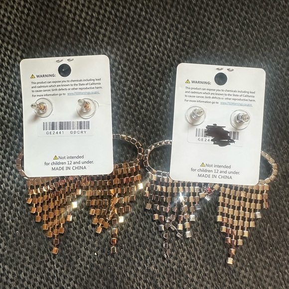 🆕 Rhinestone Heart Fringe Evening Earrings - Picture 5 of 8